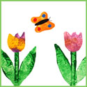 Wall border with tulips and butterflies