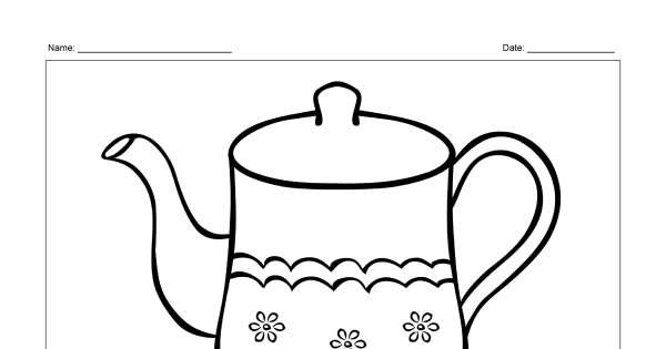 coffee pot  colouring page  animaplates