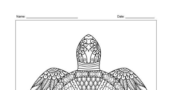 Turtle 2 – Zentangle Colouring Page – Animaplates
